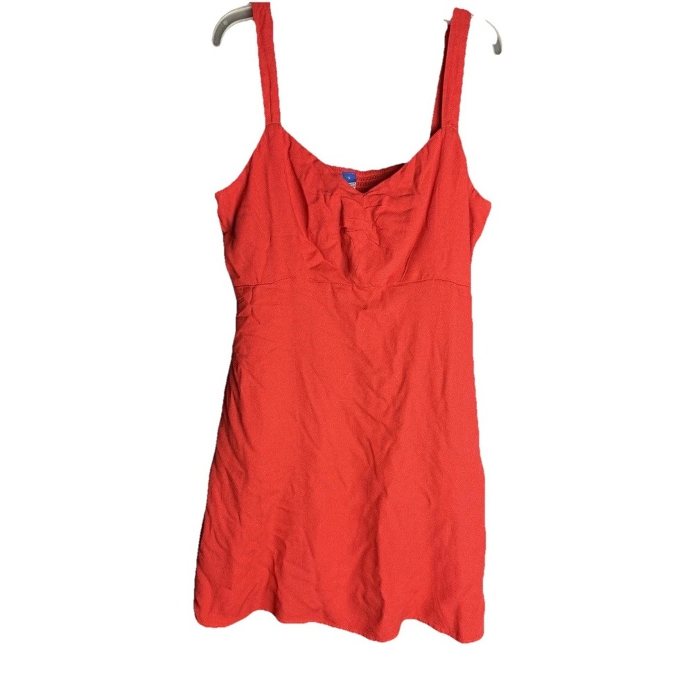 Old Navy XL Red Orange Mini Dress adjustable Straps Smocked Back Pockets Spring